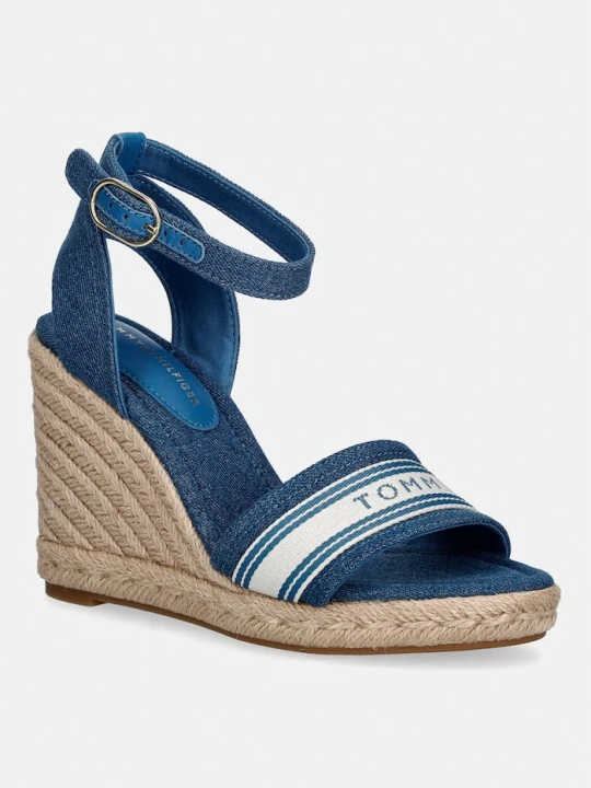 Zdjęcie produktu Tommy Hilfiger sandały na koturnie HIGH WEDGE ESPAD WEBBING niebieski