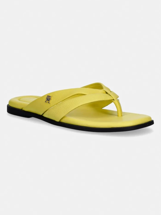 Zdjęcie produktu Tommy Hilfiger japonki damskie skórzane ELEVATED TOE POST LTH SANDAL żółty