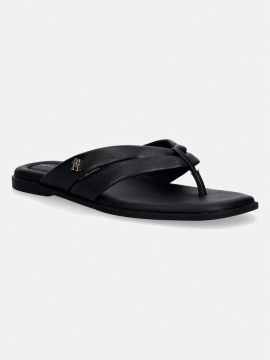 Zdjęcie produktu Tommy Hilfiger japonki damskie skórzane ELEVATED TOE POST LTH SANDAL czarny