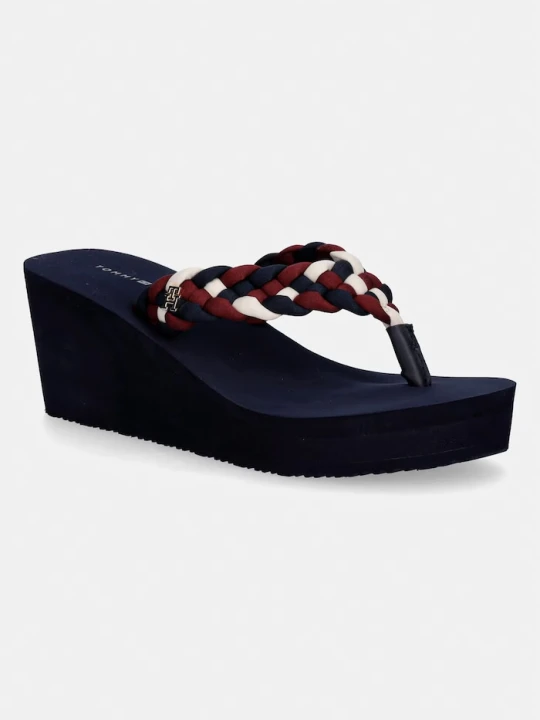 Zdjęcie produktu Tommy Hilfiger japonki damskie TH WEDGE BRAIDED SUMMER granatowy