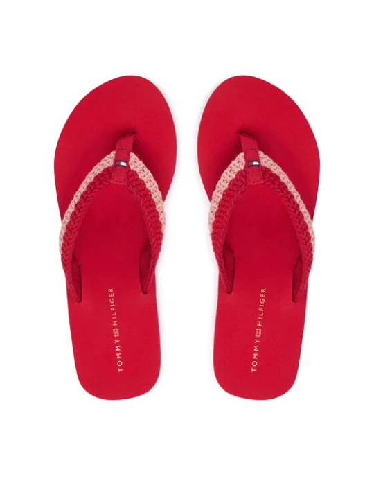 Zdjęcie produktu Tommy Hilfiger Japonki Th Wedge Crochet Summer Sandal FW0FW09420 Czerwony
