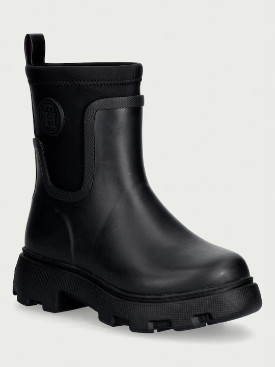 Zdjęcie produktu Tommy Hilfiger kalosze damskie TH STAMP WARM ANKLE RAIN BOOT czarny