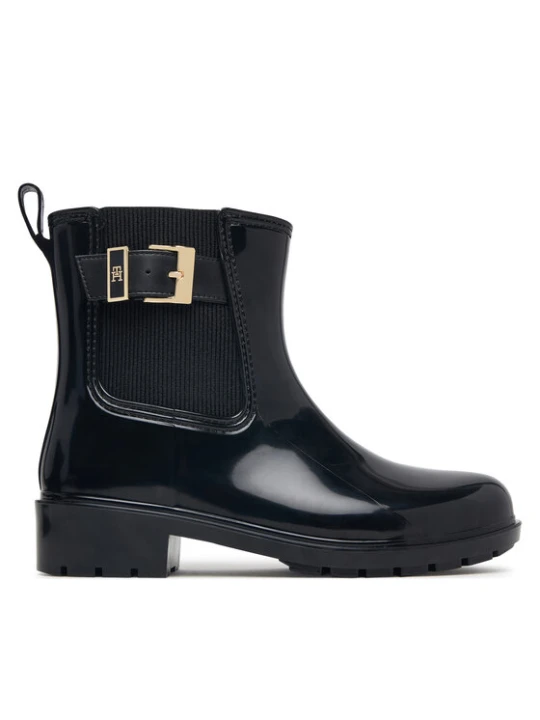Zdjęcie produktu Tommy Hilfiger Kalosze Th Buckle Glossy Ankle Rain Boot FW0FW09543 Czarny