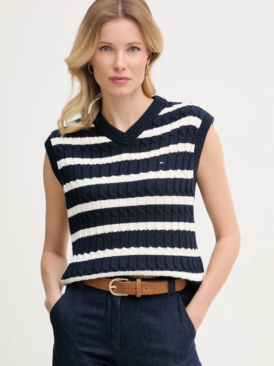 Zdjęcie produktu Tommy Hilfiger kamizelka damska bawełniana granatowy