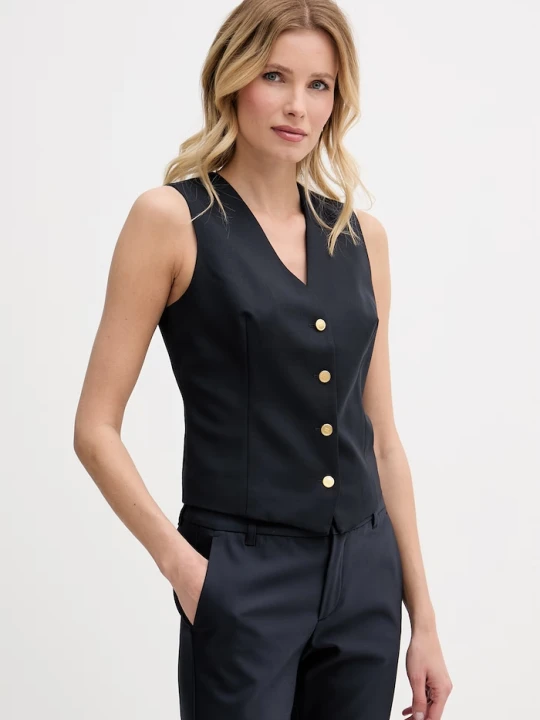 Zdjęcie produktu Tommy Hilfiger kamizelka jednorzędowa damska z dodatkiem wełny granatowy