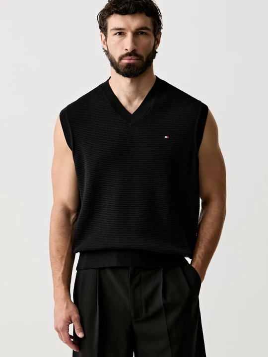 Zdjęcie produktu Tommy Hilfiger kamizelka męska bawełniana czarny