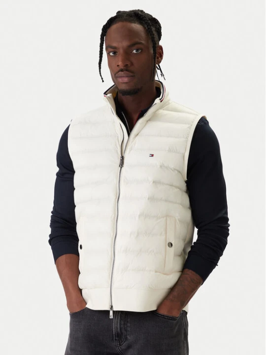 Zdjęcie produktu Tommy Hilfiger Kamizelka Mix Media Ess MW0MW41441 Écru Regular Fit Kremowy