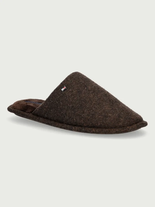 Zdjęcie produktu Tommy Hilfiger kapcie męskie HERRINGBONE HOUSE SHOE brązowy