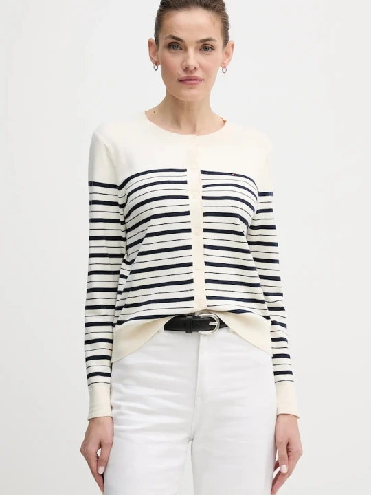 Zdjęcie produktu Tommy Hilfiger kardigan damski z bawełną beżowy