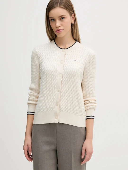 Zdjęcie produktu Tommy Hilfiger kardigan damski bawełniany beżowy