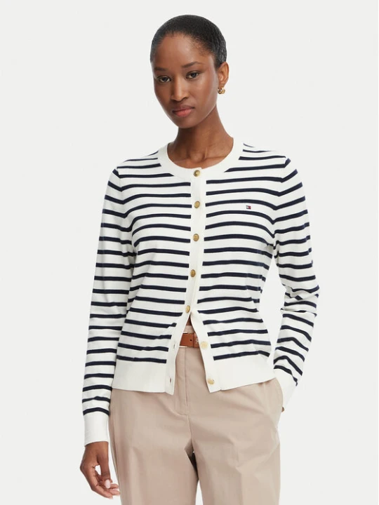 Zdjęcie produktu Tommy Hilfiger Kardigan Cable Fine WW0WW42370 Biały Regular Fit