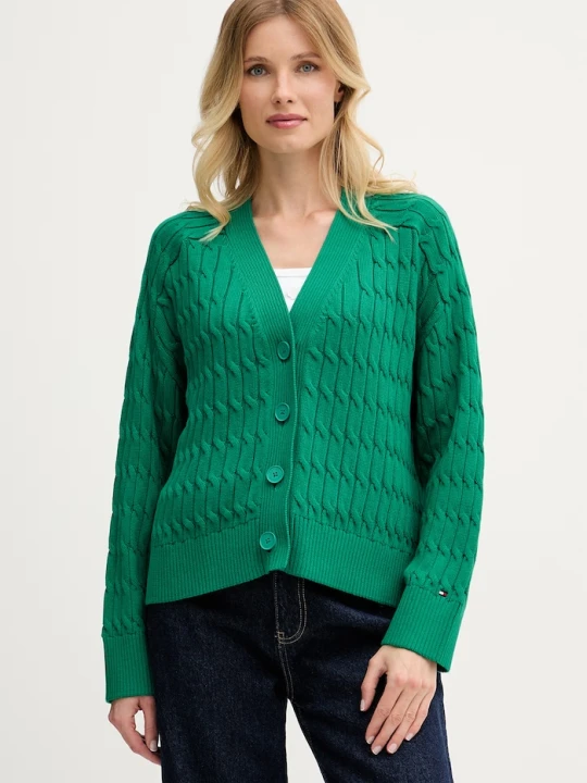 Zdjęcie produktu Tommy Hilfiger kardigan damski bawełniany zielony
