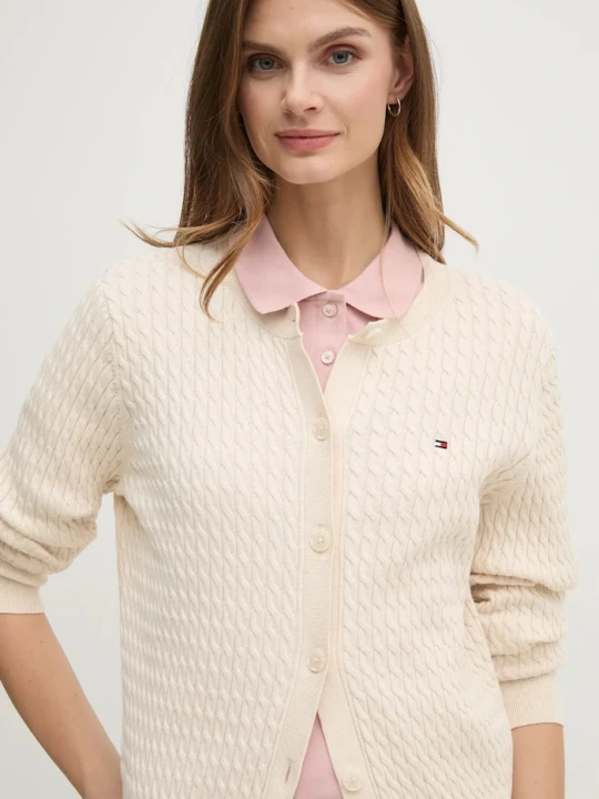 Zdjęcie produktu Tommy Hilfiger kardigan damski bawełniany beżowy