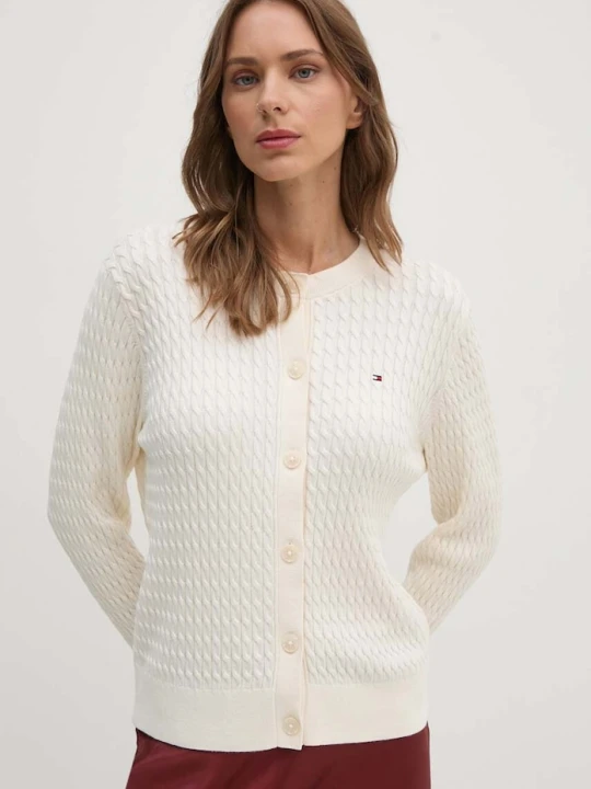 Zdjęcie produktu Tommy Hilfiger kardigan damski bawełniany beżowy