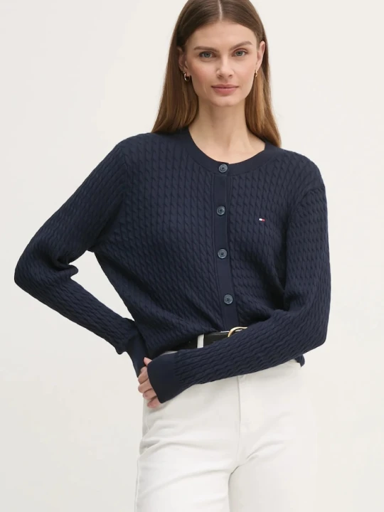 Zdjęcie produktu Tommy Hilfiger kardigan damski bawełniany granatowy
