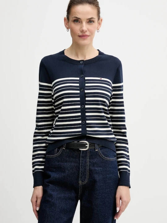 Zdjęcie produktu Tommy Hilfiger kardigan damski z bawełną granatowy