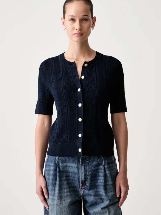 Zdjęcie produktu Tommy Hilfiger kardigan damski z bawełną granatowy