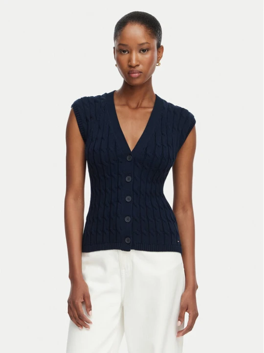 Zdjęcie produktu Tommy Hilfiger Kardigan Mid Gg Cable WW0WW50075 Granatowy Regular Fit