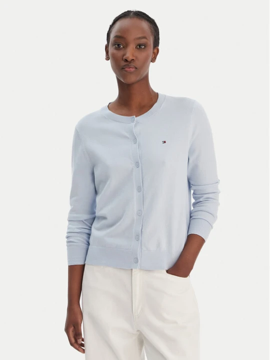 Zdjęcie produktu Tommy Hilfiger Kardigan WW0WW42370 Błękitny Regular Fit Niebieski jasny