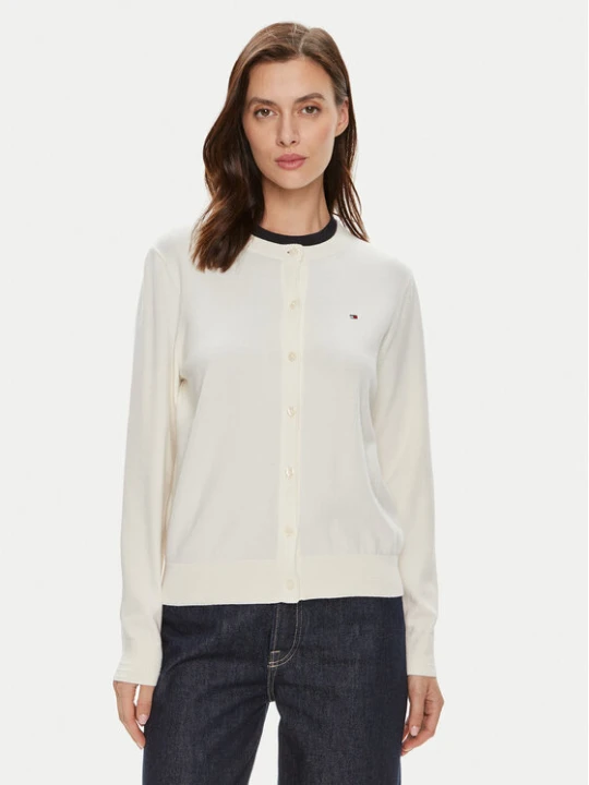 Zdjęcie produktu Tommy Hilfiger Kardigan WW0WW42370 Écru Regular Fit Kremowy