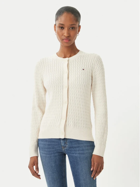 Zdjęcie produktu Tommy Hilfiger Kardigan WW0WW43329 Écru Regular Fit Kremowy