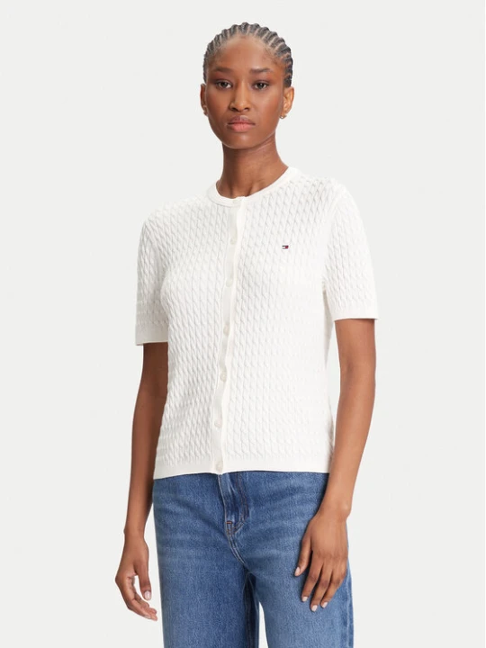 Zdjęcie produktu Tommy Hilfiger Kardigan WW0WW45707 Écru Slim Fit Kremowy