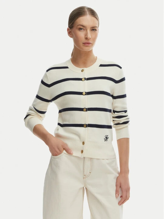Zdjęcie produktu Tommy Hilfiger Kardigan WW0WW49617 Écru Regular Fit Kremowy