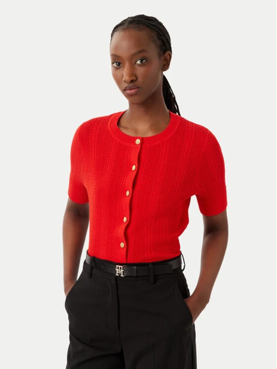 Zdjęcie produktu Tommy Hilfiger Kardigan WW0WW50070 Czerwony Slim Fit