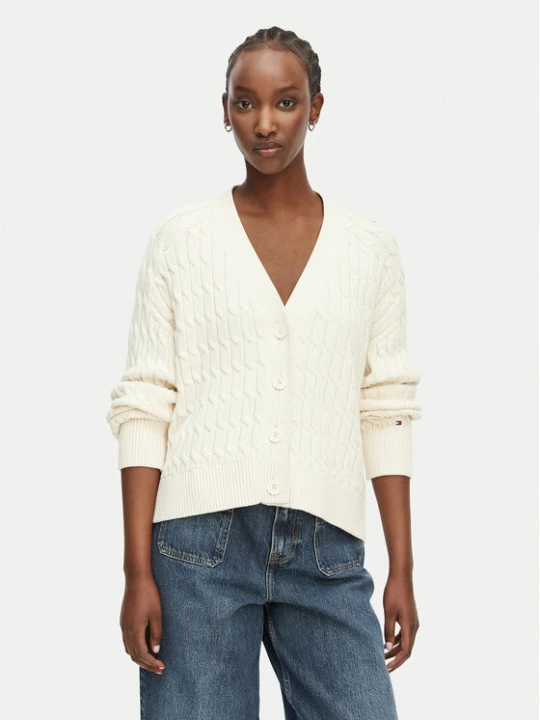 Zdjęcie produktu Tommy Hilfiger Kardigan WW0WW50078 Kremowy Relaxed Fit