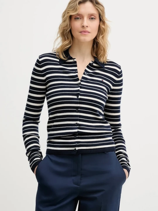 Zdjęcie produktu Tommy Hilfiger kardigan z dodatkiem wełny granatowy