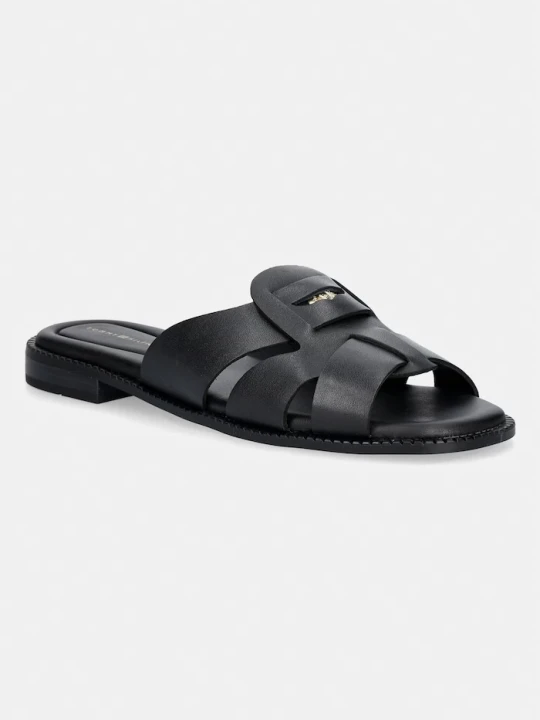 Zdjęcie produktu Tommy Hilfiger klapki damskie skórzane COIN LEATHER SANDAL czarny