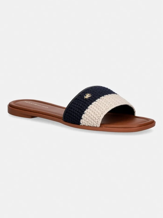 Zdjęcie produktu Tommy Hilfiger klapki damskie TH FLAT MULE CROCHET granatowy