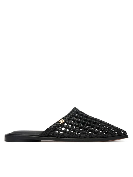 Zdjęcie produktu Tommy Hilfiger Klapki Hilfiger Leather Mix Flat Mule FW0FW09280 Czarny
