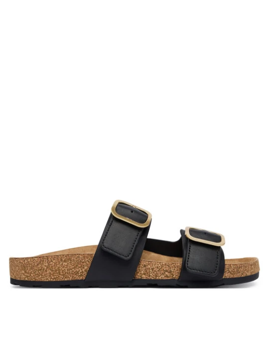 Zdjęcie produktu Tommy Hilfiger Klapki Leather Double Strap Cork Sandals FW0FW09118 Czarny
