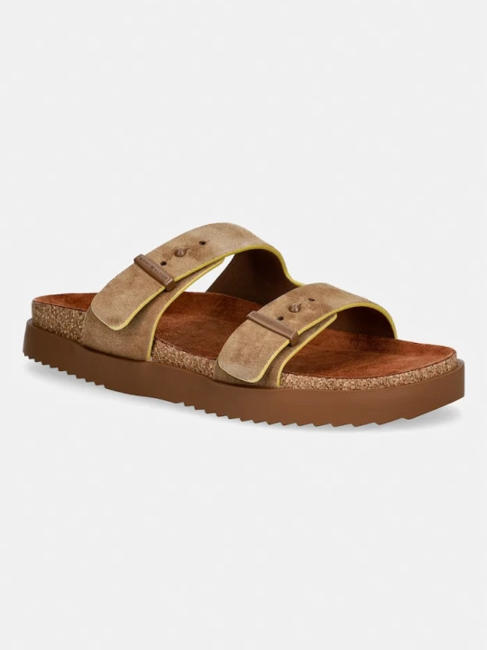 Zdjęcie produktu Tommy Hilfiger klapki męskie zamszowe CORK ADJUSTABLE SUEDE SANDAL brązowy