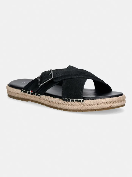 Zdjęcie produktu Tommy Hilfiger klapki męskie zamszowe FLEX JUTTE BUCKLE SDE SANDAL czarny