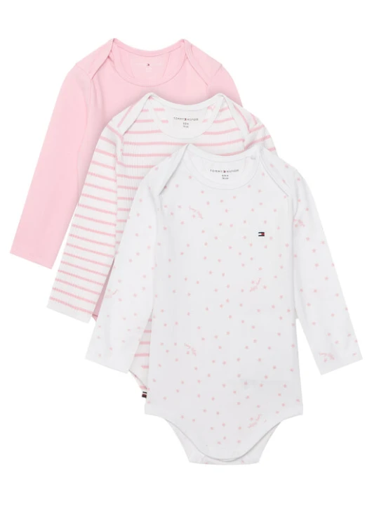 Zdjęcie produktu Tommy Hilfiger Komplet body dziecięcych 3 Pack Seasonal Body Ls Giftbox KN0KN02254 Różowy jasny