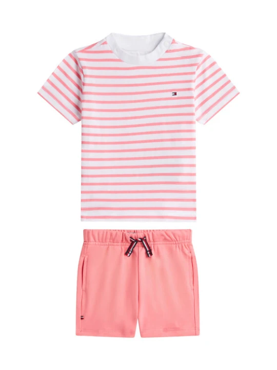 Zdjęcie produktu Tommy Hilfiger Komplet t-shirt i spodenki Essential KN0KN02379 Różowy Regular Fit