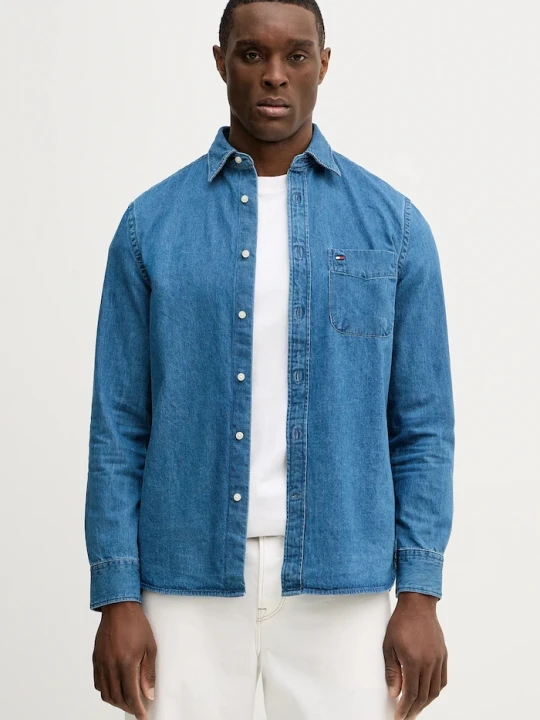 Zdjęcie produktu Tommy Hilfiger koszula bawełniana jeansowa niebieski