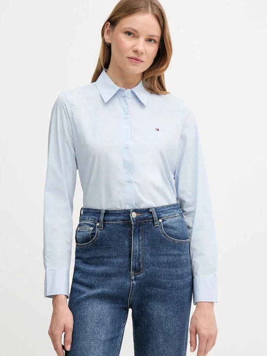 Zdjęcie produktu Tommy Hilfiger koszula damska bawełniana z elastanem niebieski