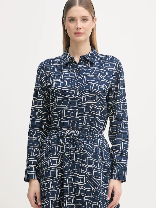 Zdjęcie produktu Tommy Hilfiger koszula damska lniana granatowy