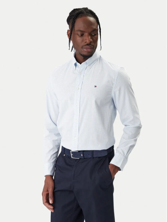Zdjęcie produktu Tommy Hilfiger Koszula Gingham MW0MW41713 Błękitny Regular Fit Niebieski jasny