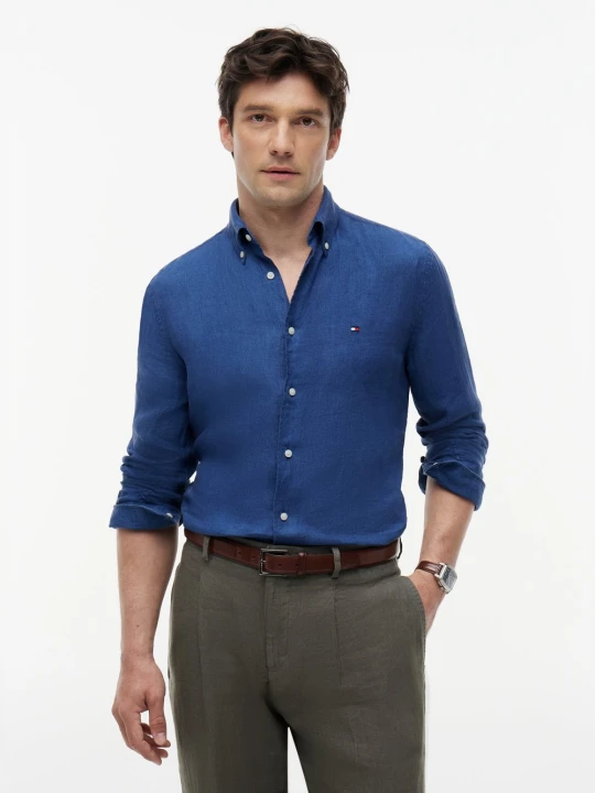 Zdjęcie produktu Tommy Hilfiger koszula lniana Mężczyźni Regular Fit len (100%) niebieski