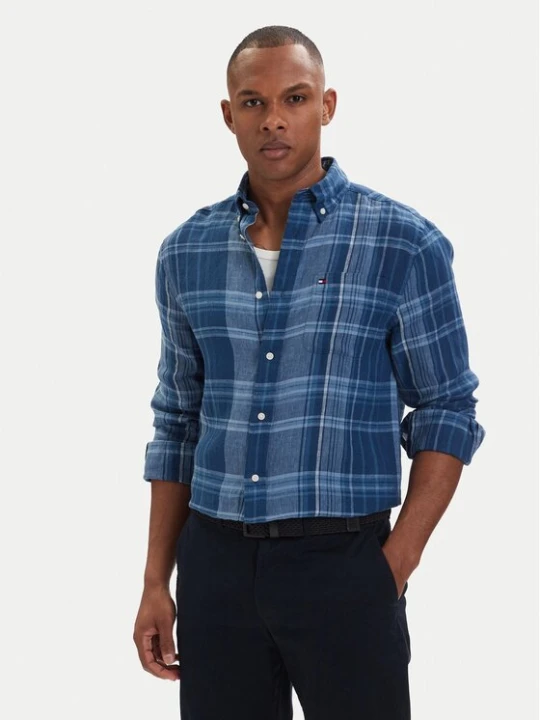 Zdjęcie produktu Tommy Hilfiger Koszula Madras Check MW0MW42399 Niebieski Regular Fit