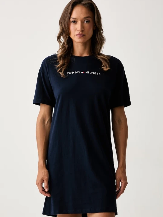 Zdjęcie produktu Tommy Hilfiger koszula nocna damska bawełniana granatowy