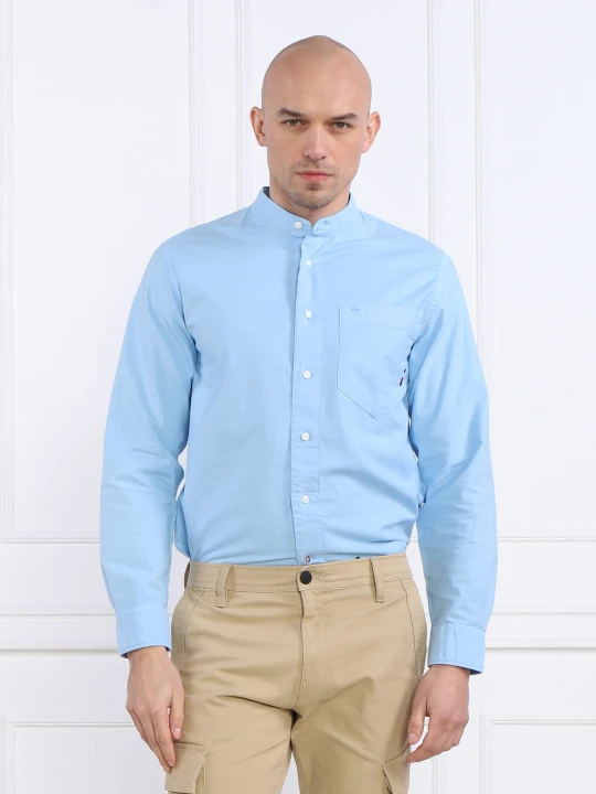 Zdjęcie produktu Tommy Hilfiger Koszula PIGMENT GMD MANDARIN | Regular Fit niebieski