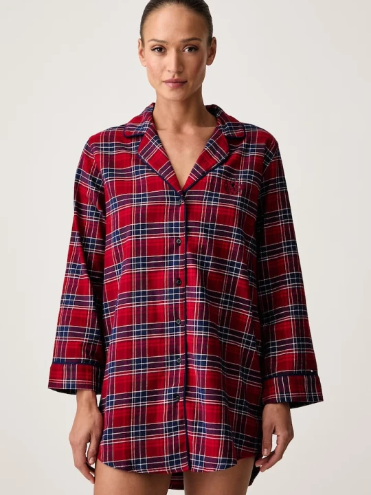 Zdjęcie produktu Tommy Hilfiger koszula piżamowa damska bawełniana bordowy