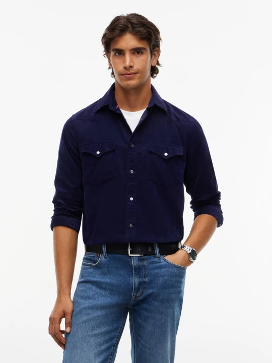 Zdjęcie produktu Tommy Hilfiger Koszula | Regular Fit | sztruks granatowy