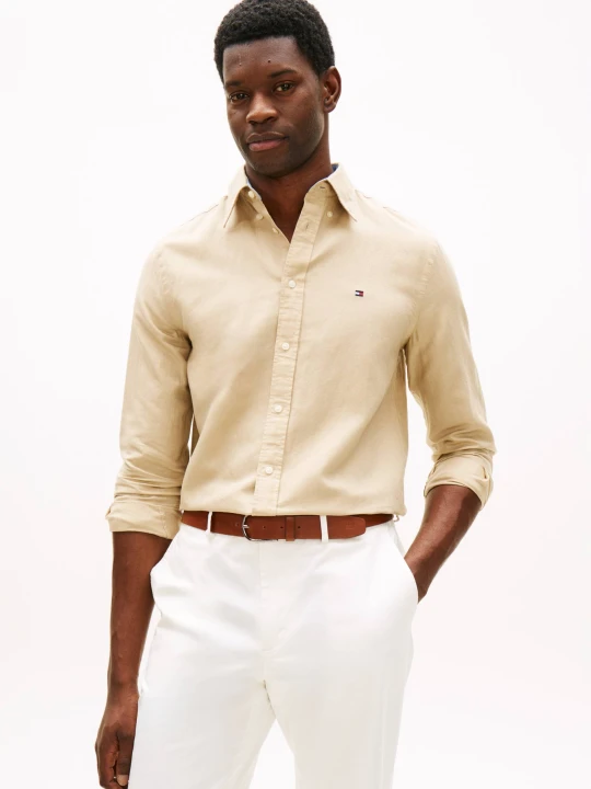 Zdjęcie produktu Tommy Hilfiger Koszula | Regular Fit | z dodatkiem lnu beżowy