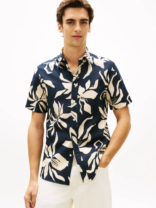 Zdjęcie produktu Tommy Hilfiger Koszula | Regular Fit | z dodatkiem lnu granatowy